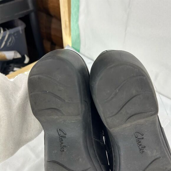 Clarks Women's Channing Essa Black Leather Clogs Size 10 Casual Shoes - Picture 6 of 10